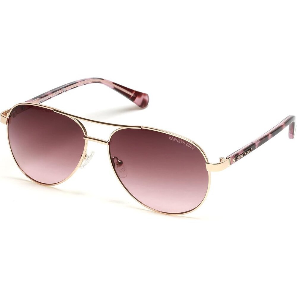Women's Pilot Sunglasses Metal Shiny Rose Gold Gradient Brown 61mm